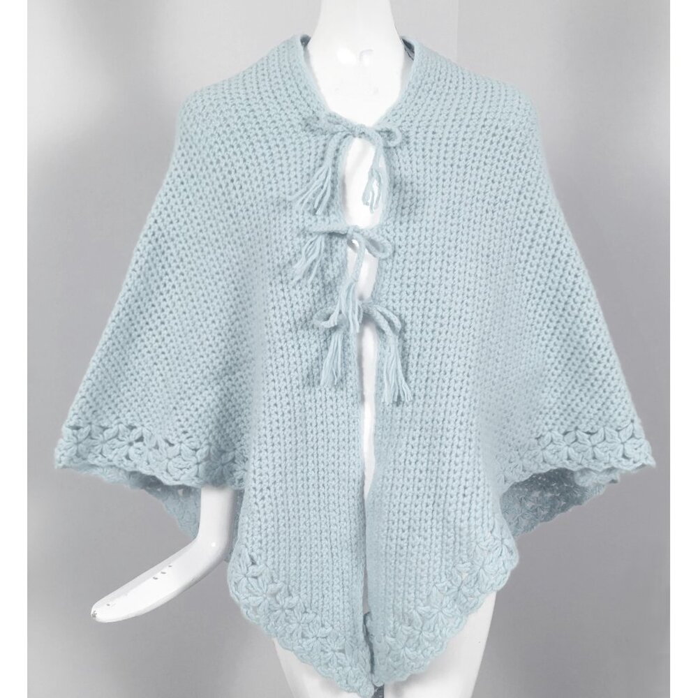NEW! Lauren by Ralph Lauren Shawl! Light Blue Hand Crocheted